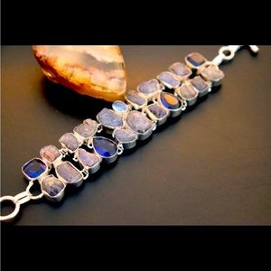 Tanzanite & Blue Topaz statement bracelet